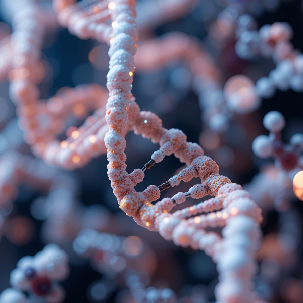 Abstract visualization of DNA helix strand