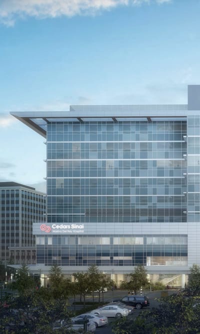 A sideview of the Cedars Sinai Marina Del Ray Hospital